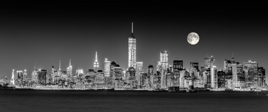 Картина на холсте Полная луна над Нью-Йорком, арт hd0777301