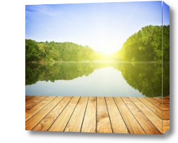 Картина Солнечное утро на озере