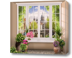 Картина Красивое окно с цветами