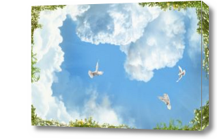Картина птицы в облаках