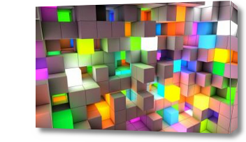 Картина Абстракция светящиеся кубы