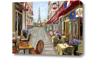Картина кафе в париже
