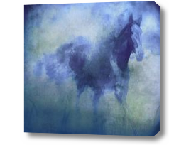 Картина призрачная лошадь в синих тонах